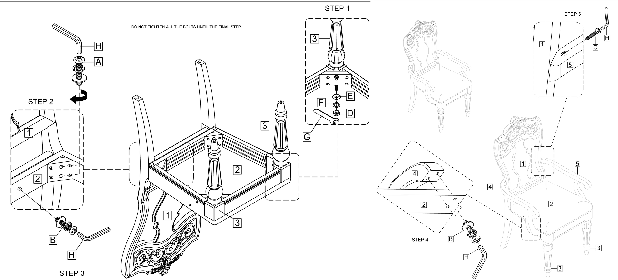 Wood back arm chair 43885865 / HMIS D8586-14 (sheet pages 1–2)